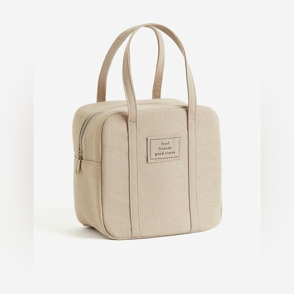 H&M Home COTTON CANVAS LUNCH COOLER BAG Beige - Picture 1 of 12